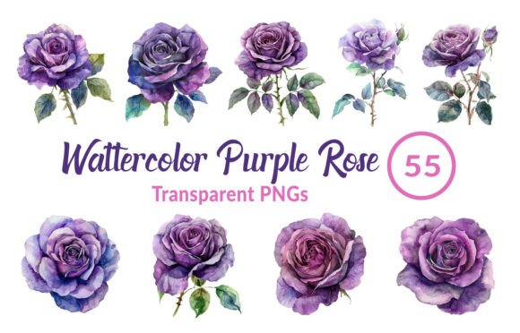 Download Watercolor Purple Rose Clipart - Clip Collection