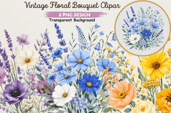 Download Vintage Floral Bouquet Clipart PNG,Flora - Clip Collection