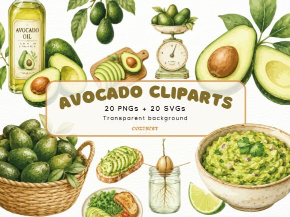Download Avocado Watercolor Clipart Botanical PNG - Clip Collection