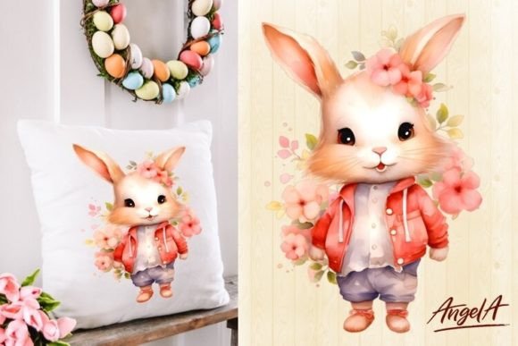 Download Cute Easter Floral Bunny Boy Clipart Png - Clip Collection