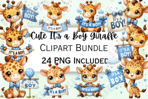 Download Cute It's a Boy Giraffe Clipart - Clip Collection