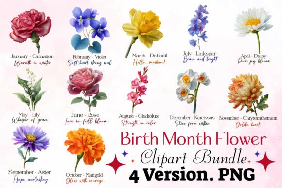 Download Birth Month Flower Clipart Bundle - Clip Collection
