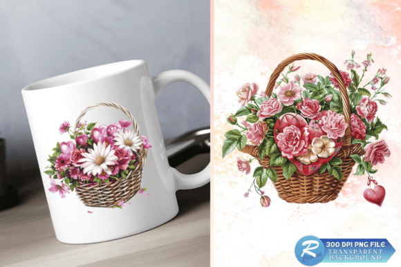 Download Valentine Floral Heart Basket Clipart - Premium Resources