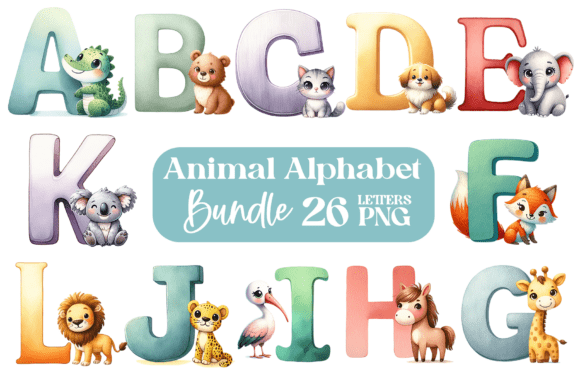 Download Cute Animal Alphabet Clipart PNG Bundle - Clip Collection