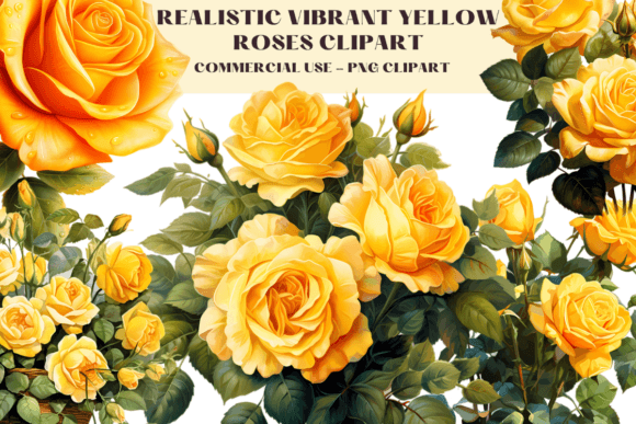 Download Realistic Vibrant Yellow Roses Clipart - Clip Collection