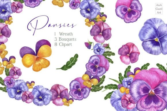 Download Watercolor Violets, Pansies Clipart - Clip Collection