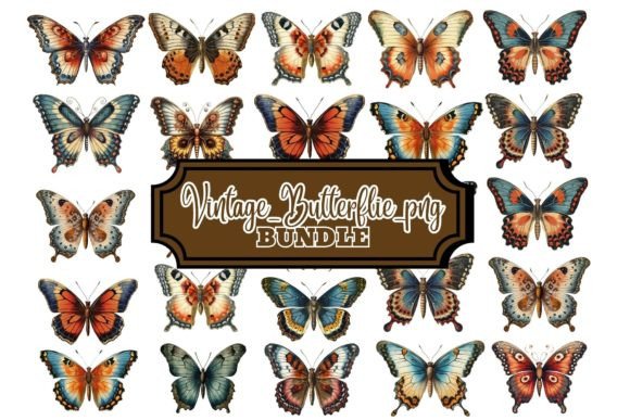 Download Vintage Butterflies Clip Art Bundle - Clip Collection