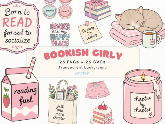 Download Bookish Girly Cliparts, Cute Reading PNG - Clip Collection