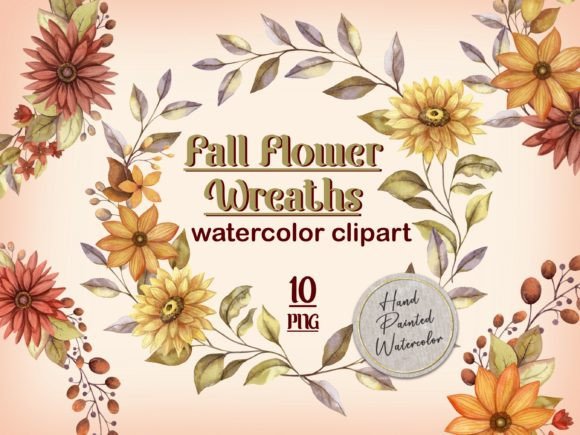 Download Fall Flower Wreath Watercolor Clipart - Clip Collection