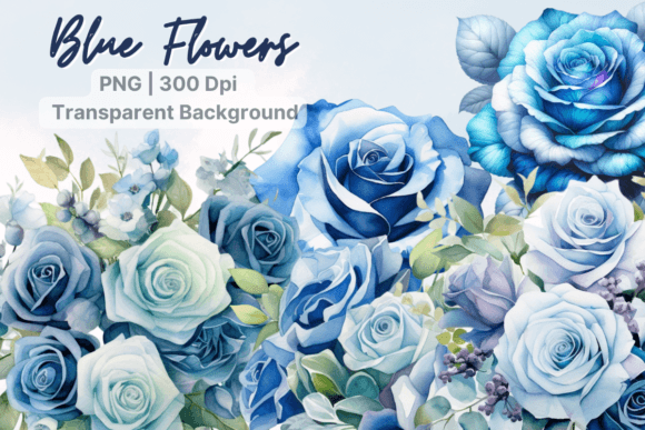 Download Blue Roses Clipart, Watercolor Flowers - Clip Collection
