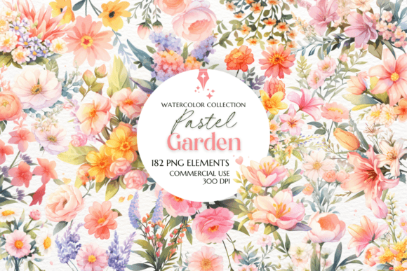 Download Pastel Garden Flowers Clipart Set - Clip Collection
