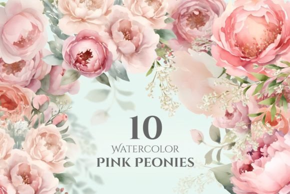 Download Watercolor Pink Peony Clipart Flower Set - Clip Collection