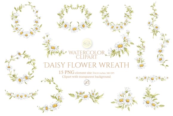 Download Daisy Wreath Clipart Set - Clip Collection