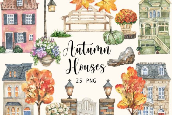 Download Watercolor Autumn Houses Clipart - Clip Collection
