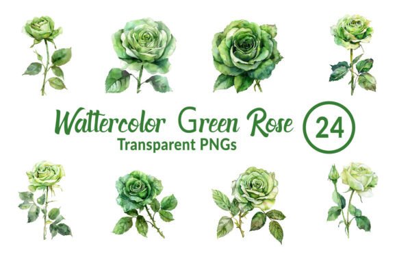 Download Watercolor Green Rose Clipart - Clip Collection