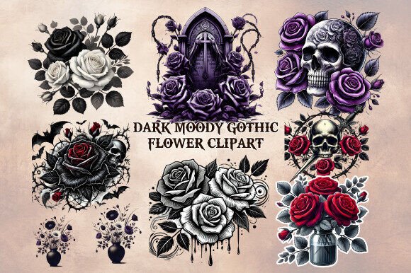 Download Dark Moody Gothic Flower Clipart - Clip Collection