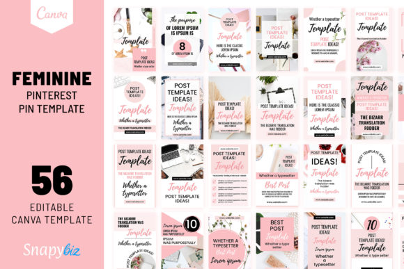 Download Feminine Canva Pinterest Template - Feminine Collection