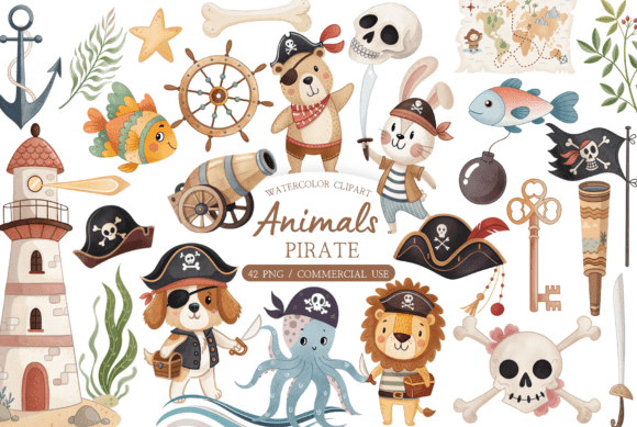 Download Cute Animal Pirate Clipart PNG - Clip Collection