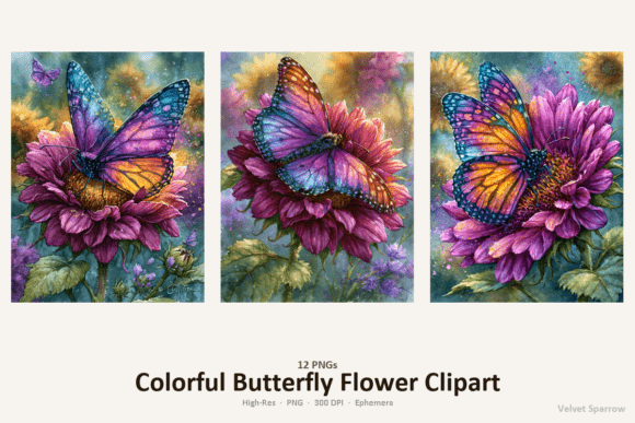 Download Colorful Butterfly Flower Clipart - Clip Collection