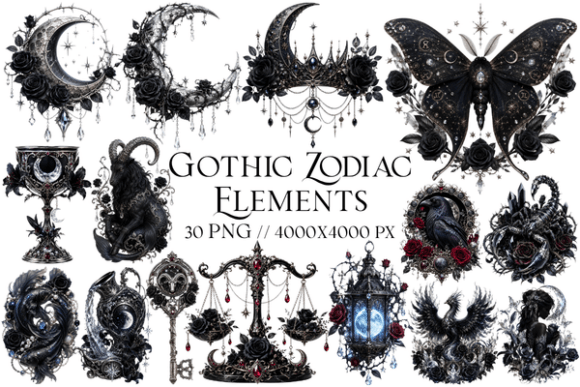 Download Gothic Zodiac Elements Clipart PNG - Clip Collection