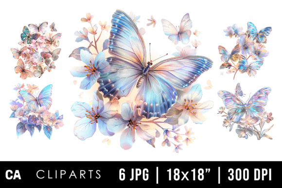 Download Holographic Pastel Butterfly Cliparts - Clip Collection