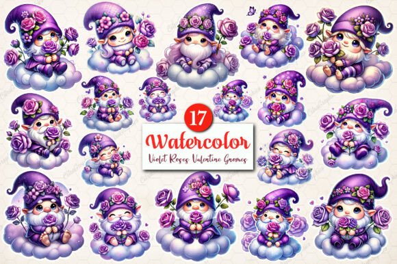 Download Violet Roses Valentine Gnomes Clipart - Clip Collection