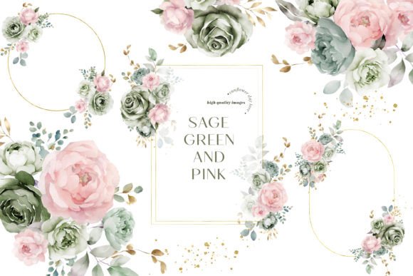 Download Sage Green &amp; Pink Flowers Clipart - Clip Collection