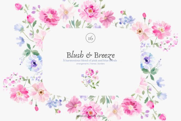 Download Watercolor Pink Florals Clipart Set - Clip Collection