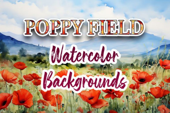 Download POPPY FIELD WATERCOLOR LANDSCAPES - Poppy field Collection