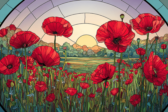 Download Red Poppy Field Sunset Glass Art - Poppy field Collection