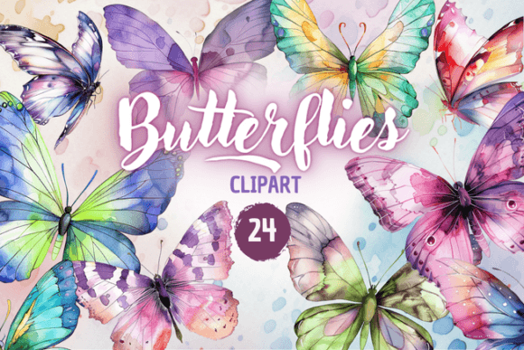 Download Watercolor Butterflies - Clipart - Clip Collection