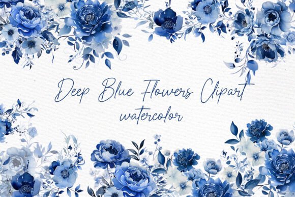Download Deep Blue Flowers Clipart Blue Peonies - Clip Collection