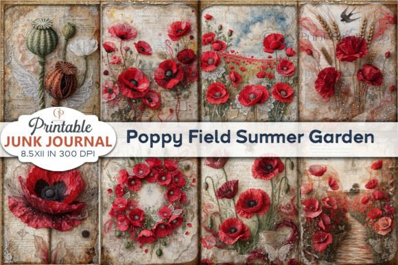 Download Poppy Field Summer Garden Junk Journal - Poppy field Collection