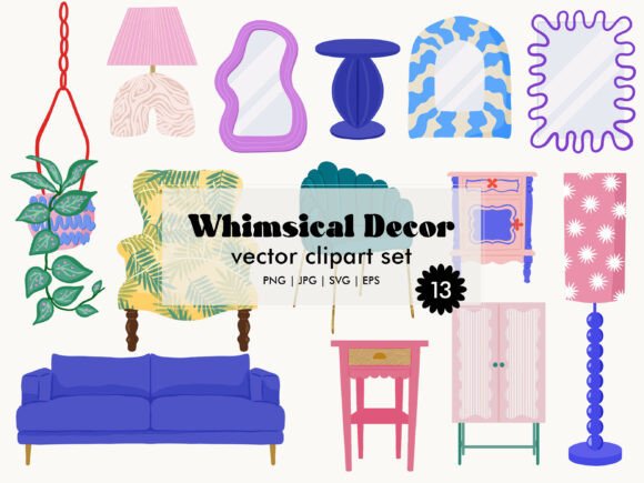 Download Whimsical Home Decor Clipart Set SVG - Clip Collection