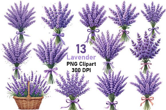 Download 13 Lavender Flowers Clipart PNG Bundle. - Clip Collection