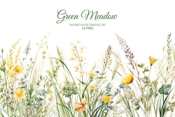 Download Watercolror Grean Meadow Floral Clipart - Clip Collection
