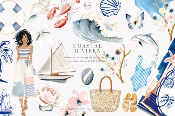 Download Watercolor Coastal Decor Clipart Set - Clip Collection
