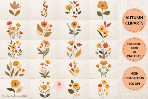 Download Autumn Flower PNG Clipart Graphics Bundle - Clip Collection