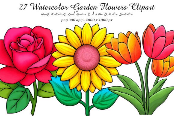 Download Watercolor Garden Flowers Clipart - Clip Collection