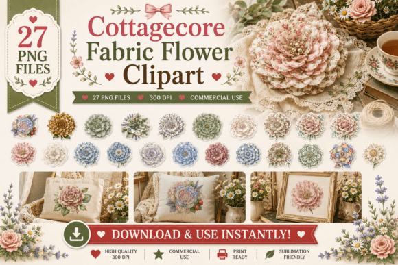 Download Cottagecore Fabric Flower Clipart - Clip Collection