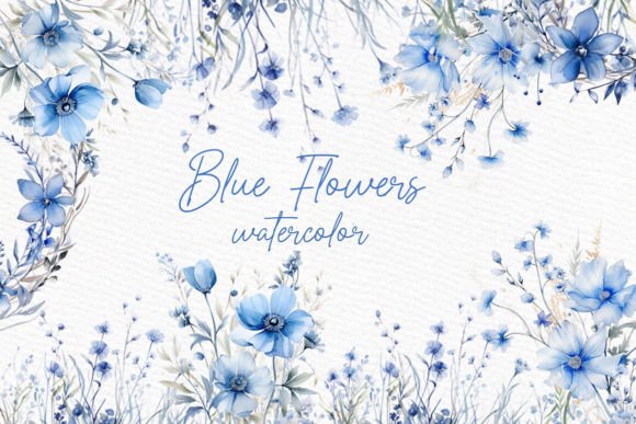Download Dusty Blue Flowers Clipart Watercolor - Clip Collection