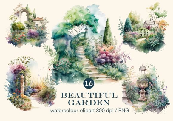 Download Beautiful Garden Clipart Watercolor PNG - Clip Collection