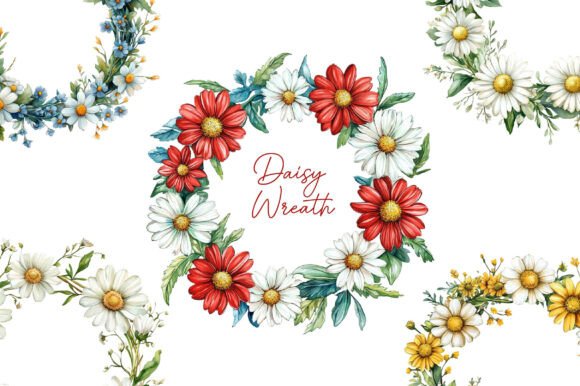 Download Daisy Watercolor Wreath Clipart - Premium Resources