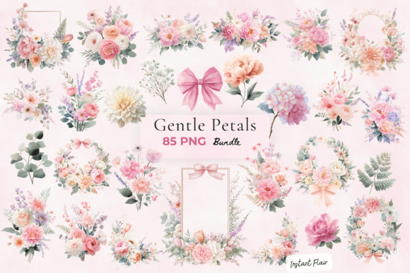 Download Gentle Petals Floral Clipart Bundle - Clip Collection