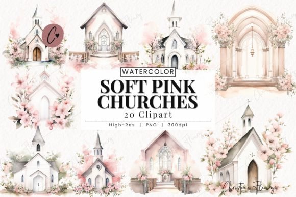 Download Watercolor Soft Pink Church Clipart - Clip Collection