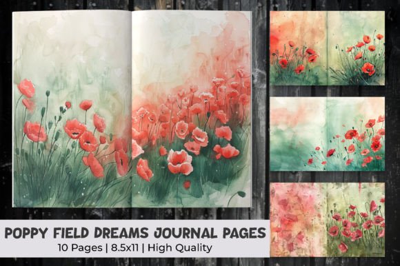 Download Poppy Field Dreams Journal Pages - Poppy field Collection