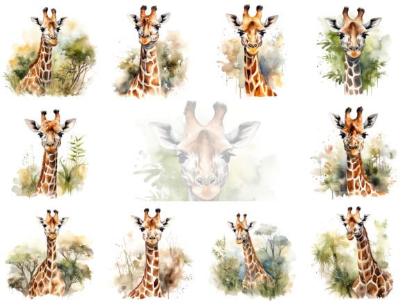 Download Giraffe Watercolor Clipart Images Set - Clip Collection