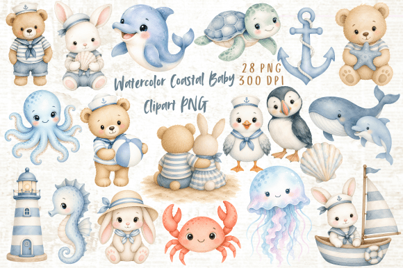 Download Watercolor Coastal Baby Clipart PNG - Clip Collection