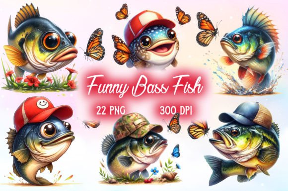 Download Bass Fishing with Butterflies Clipart - Clip Collection