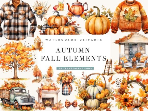 Download Watercolor Autumn Fall Elements Clipart - Clip Collection